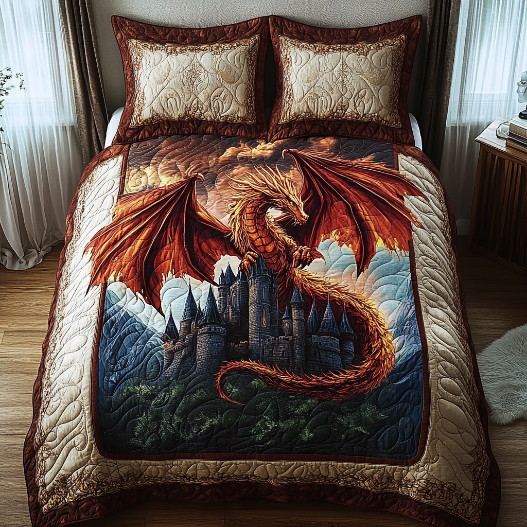Azure Inferno 3-Piece Quilted Bedding Set NCU0DV3818