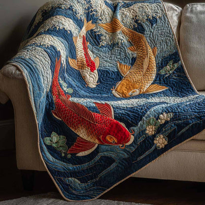 Azure Koi Quilted Blanket NCU0XD2645
