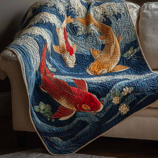 Azure Koi Quilted Blanket NCU0XD2645