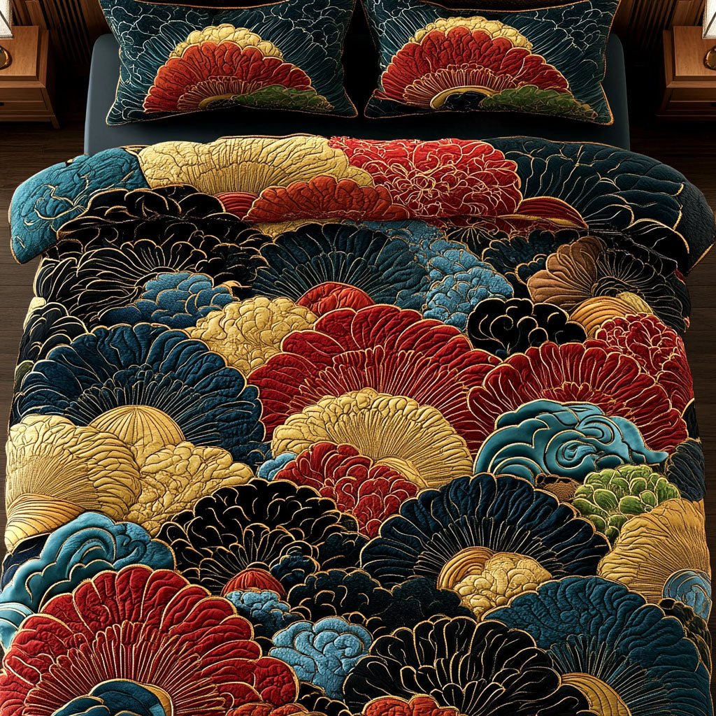 Azure Layers 3-Piece Quilted Bedding Set NCU0NT7113