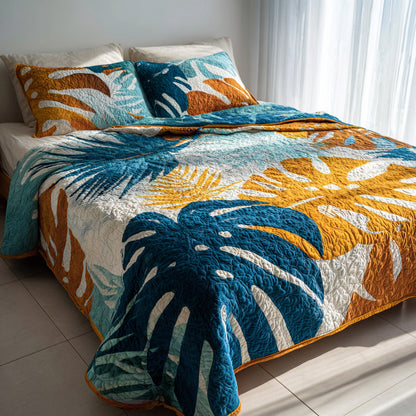 Azure Leaves 3-Piece Quilted Bedding Set NCU0VL3459