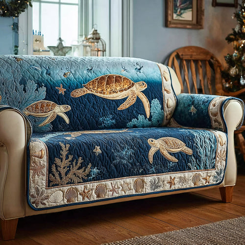 Azure Marine Quilted Sofa Cover NCU0HH1675