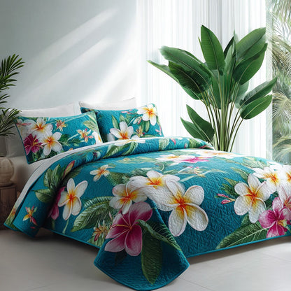 Azure Oasis 3-Piece Quilted Bedding Set NCU0VL3560