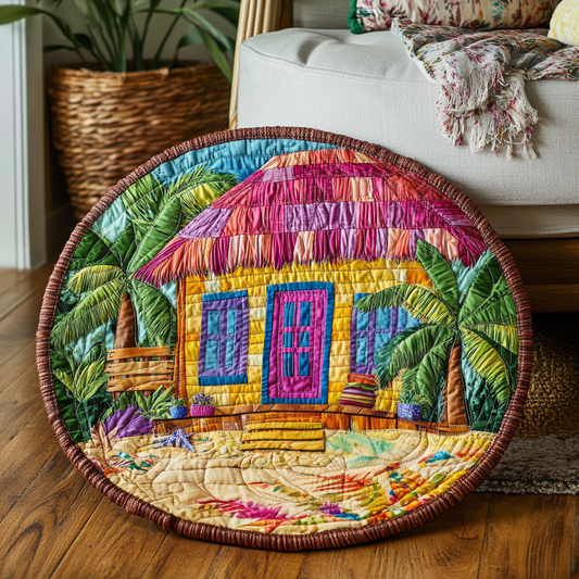 Azure Oasis Quilted Round Mat NCU0VH4794