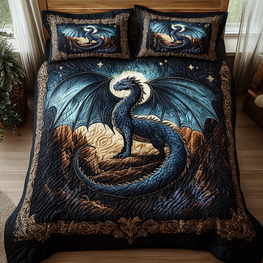 Azure Scales 3-Piece Quilted Bedding Set NCU0DV3973