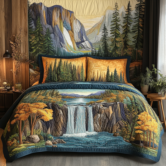 Azure Slumber 3-Piece Quilted Bedding Set NCU0VH4345