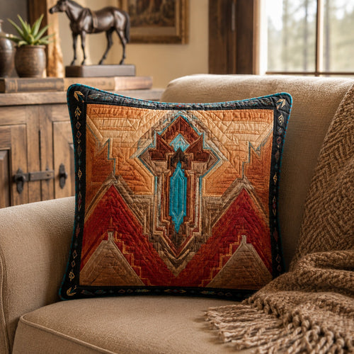 Azure Spirit Horse Quilted Pillow Case NCU0PT11993