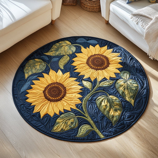 Azure Sunflowers Quilted Round Mat NCU0HH045