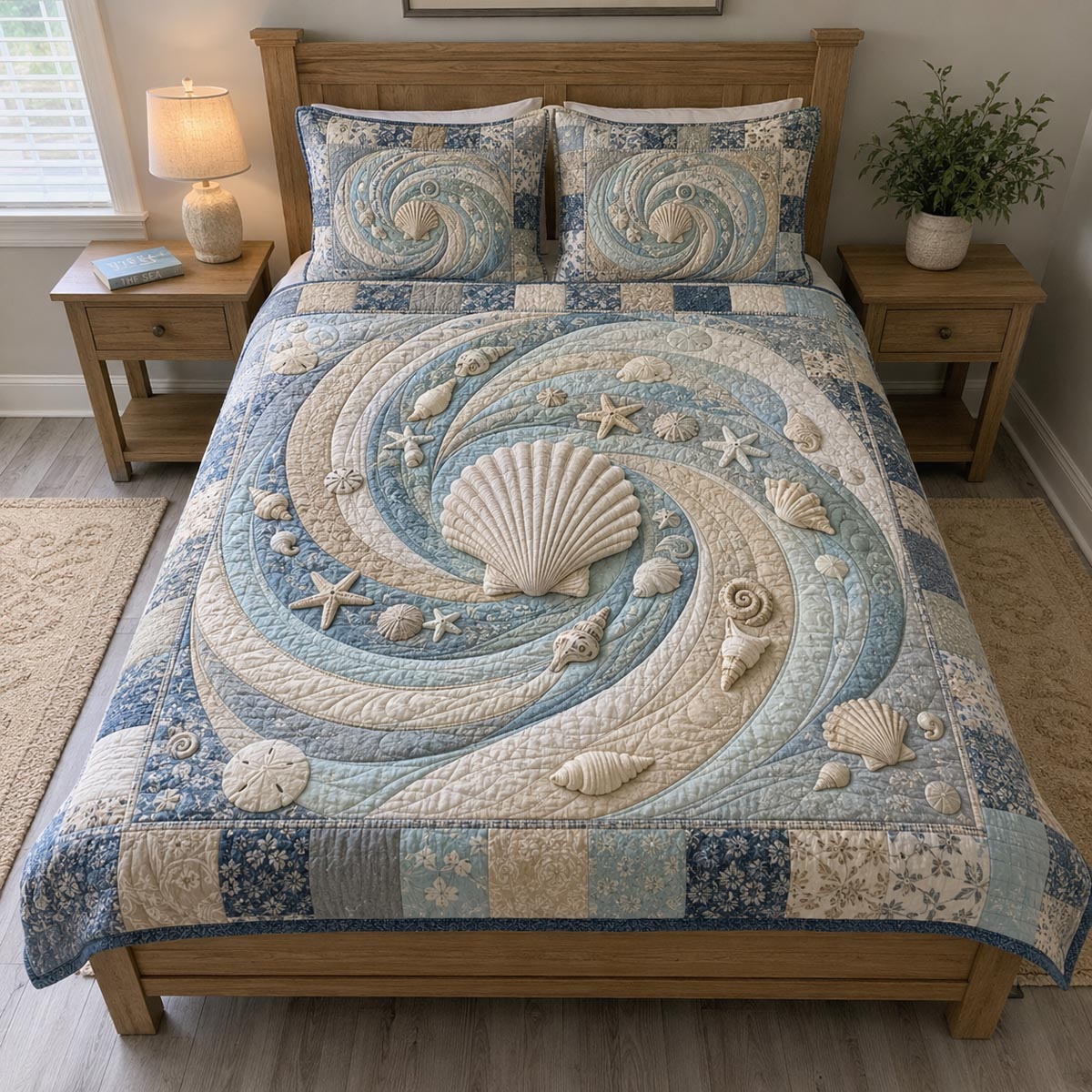 Azure Tide 3-Piece Quilted Bedding Set NCU0DV9780