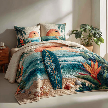 Azure Tide 3-Piece Quilted Bedding Set NCU0VL3450