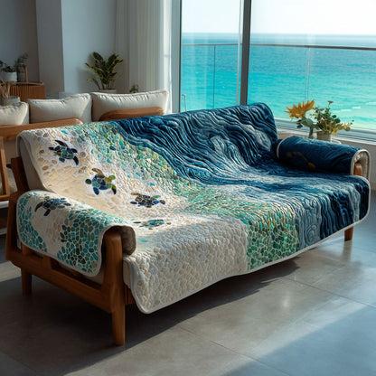 Azure Waves Turtle Quilted Sofa Cover NCU0PT11055