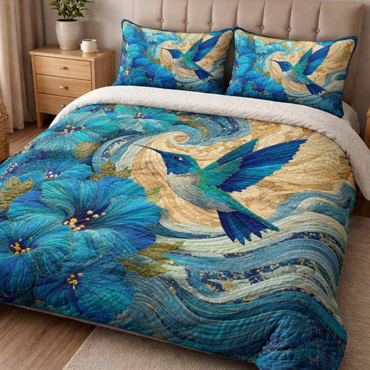 Azure Wings 3-Piece Quilted Bedding Set NCU0XD2561