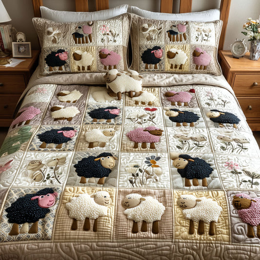 Baa Baa Beauty 3-Piece Quilted Bedding Set NCU0PT7562