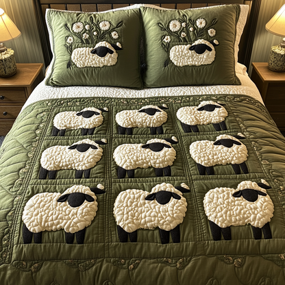 Baa Blessing 3-Piece Quilted Bedding Set NCU0DK2939