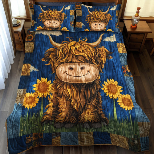 Baby Highland Cow 3-Piece Quilted Bedding Set NCU0TH906