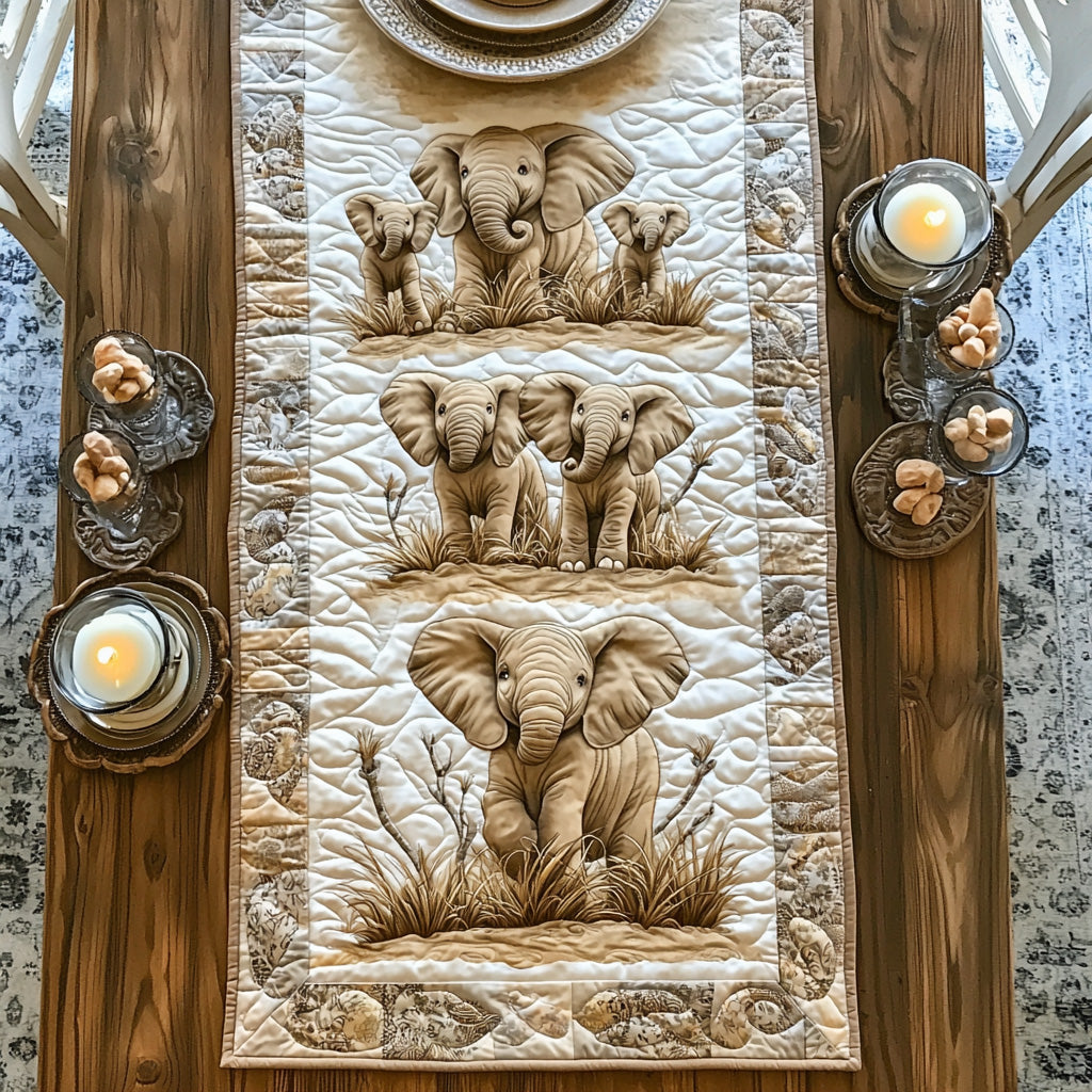 Baby Elephant Trail Quilted Table Runner NCU0DV6454