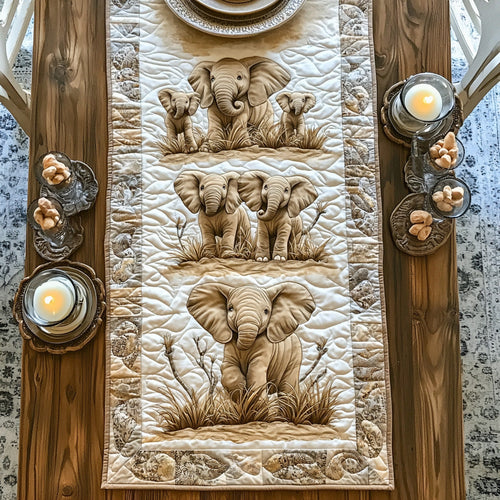 Baby Elephant Trail Quilted Table Runner NCU0DV6454