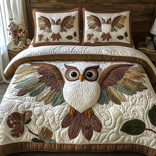 Baby Owl 3-Piece Quilted Bedding Set NCU0DV6138