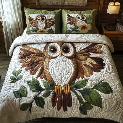 Baby Owl Charm 3-Piece Quilted Bedding Set NCU0DV6139