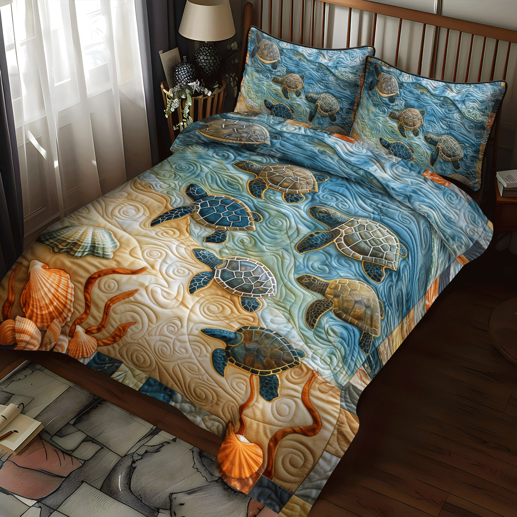 Baby Turtle Voyage 3-Piece Quilted Bedding Set NCU0TH1329