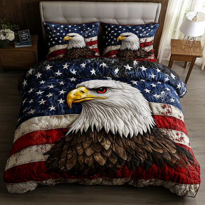 Bald Eagle Flight 3-Piece Quilted Bedding Set NCU0DK7579