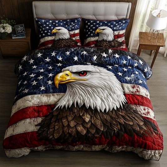 Bald Eagle Flight 3-Piece Quilted Bedding Set NCU0DK7579