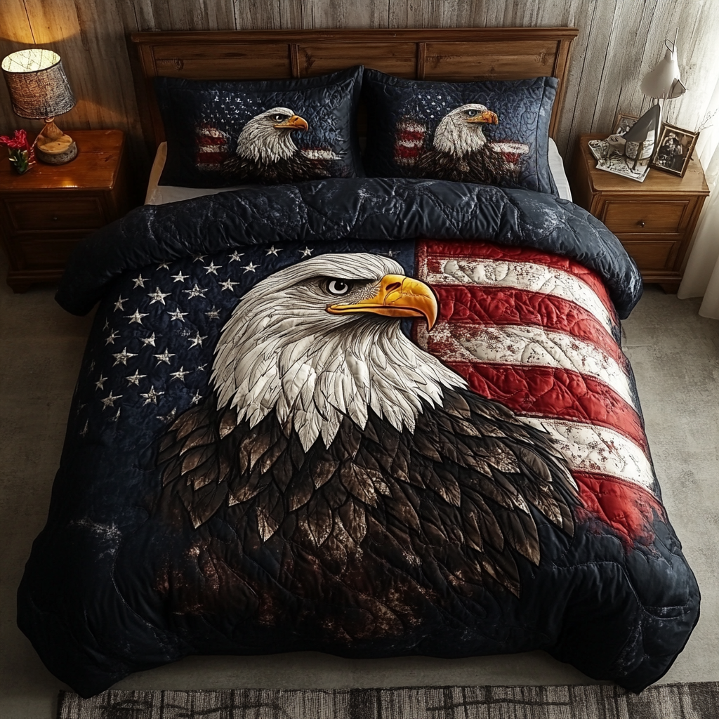 Eagle Patriotic 3-Piece Quilted Bedding Set NCU0VT200
