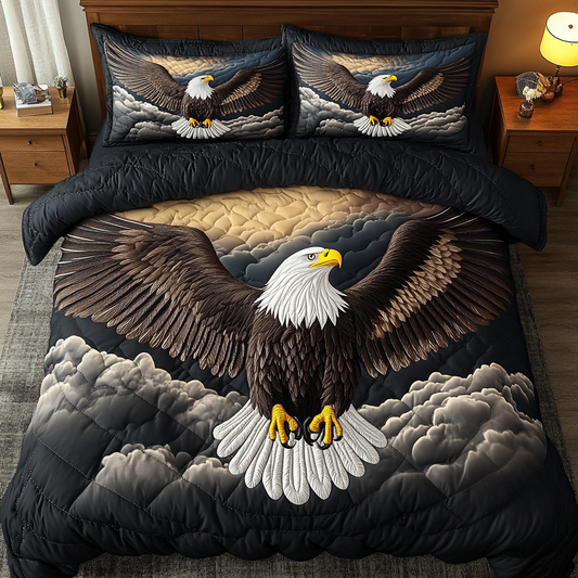 Bald Eagle Pride 3-Piece Quilted Bedding Set NCU0DK7586