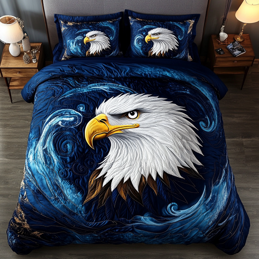 Bald Eagle Soar 3-Piece Quilted Bedding Set NCU0DK7584