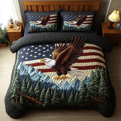 Bald Eagle Spirit 3-Piece Quilted Bedding Set NCU0DK7582