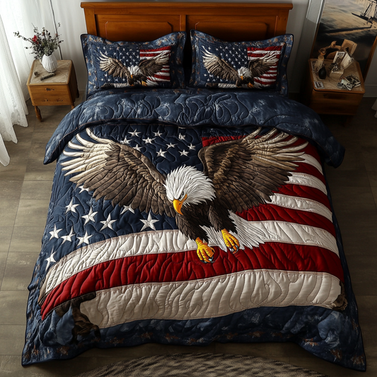 Bald Eagle View 3-Piece Quilted Bedding Set NCU0DK7581