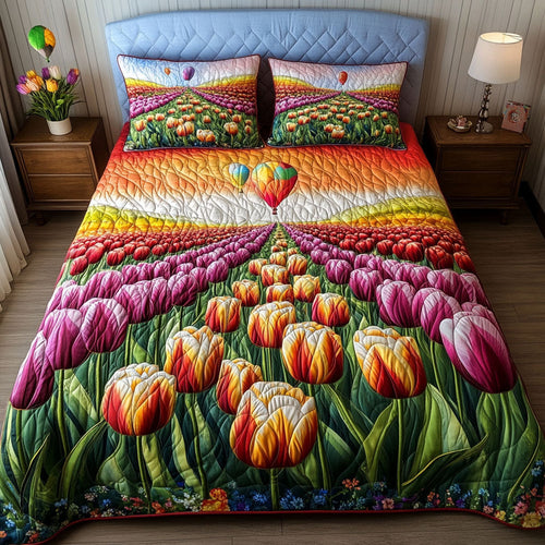 Balloon Bloom Trail 3-Piece Quilted Bedding Set NCU0NT6751