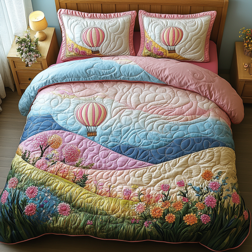 Balloon Odyssey 3-Piece Quilted Bedding Set NCU0DV3409