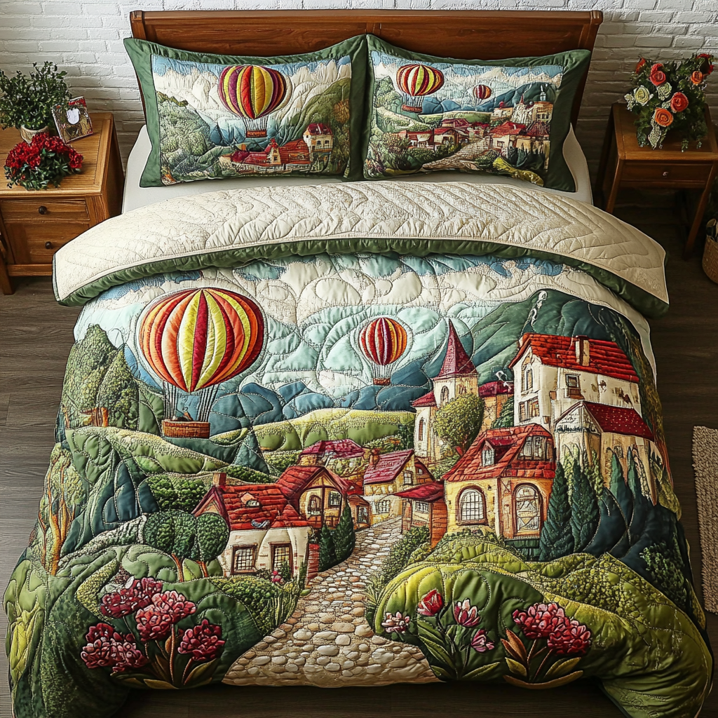 Balloon View 3-Piece Quilted Bedding Set NCU0VH3913