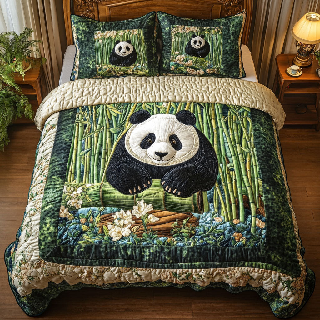 Bamboo Forest Friend 3-Piece Quilted Bedding Set NCU0NT2875