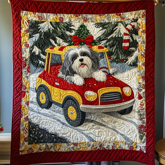 Barking in Snow Quilted Blanket NCU0PT2164