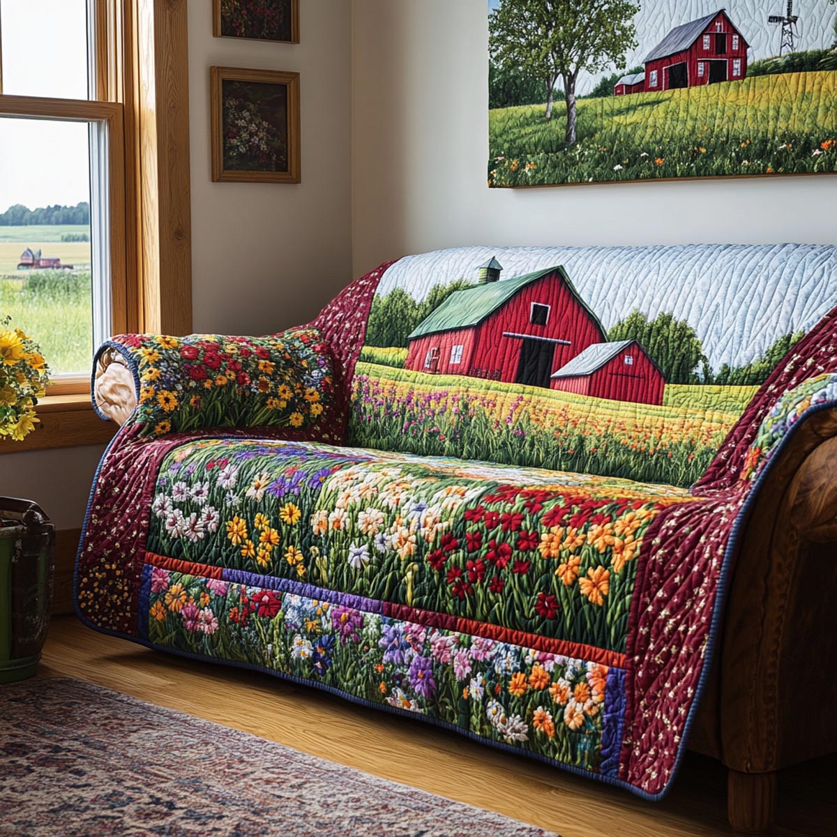 Barn Blossom Quilted Sofa Cover NCU0DV9297