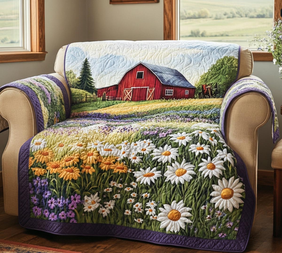 Barn Garden Quilted Sofa Cover NCU0DV9303