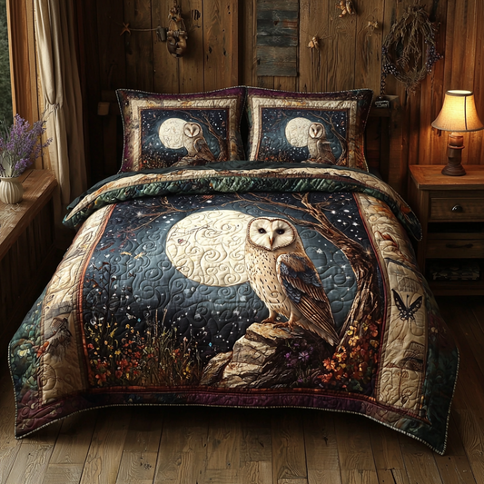 Barn Owl Mystery 3-Piece Quilted Bedding Set NCU0DV6153