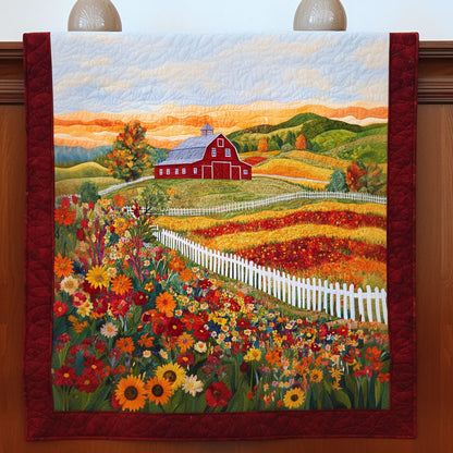 Barn and Flowers Quilted Table Runner NCU0NT5228