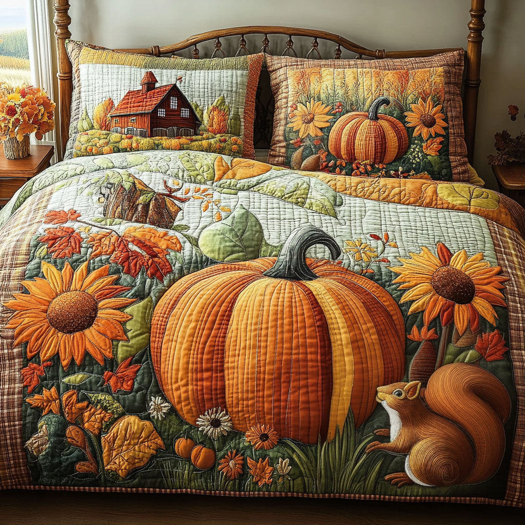 Barnhouse Pumpkin 3-Piece Quilted Bedding Set NCU0PT8263