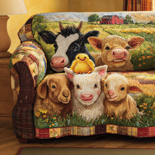 Barnyard Bliss Quilted Sofa Cover NCU0NT11892