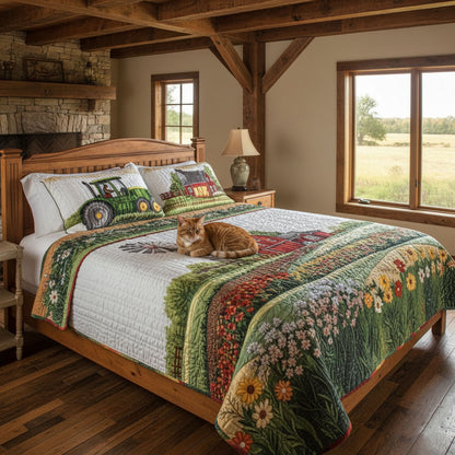 Barnyard Blossom 3-Piece Quilted Bedding Set NCU0PT5649