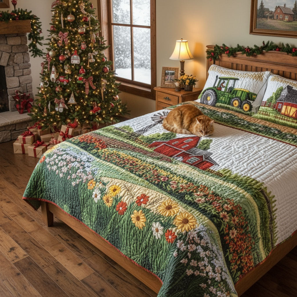 Barnyard Blossom 3-Piece Quilted Bedding Set NCU0PT5649