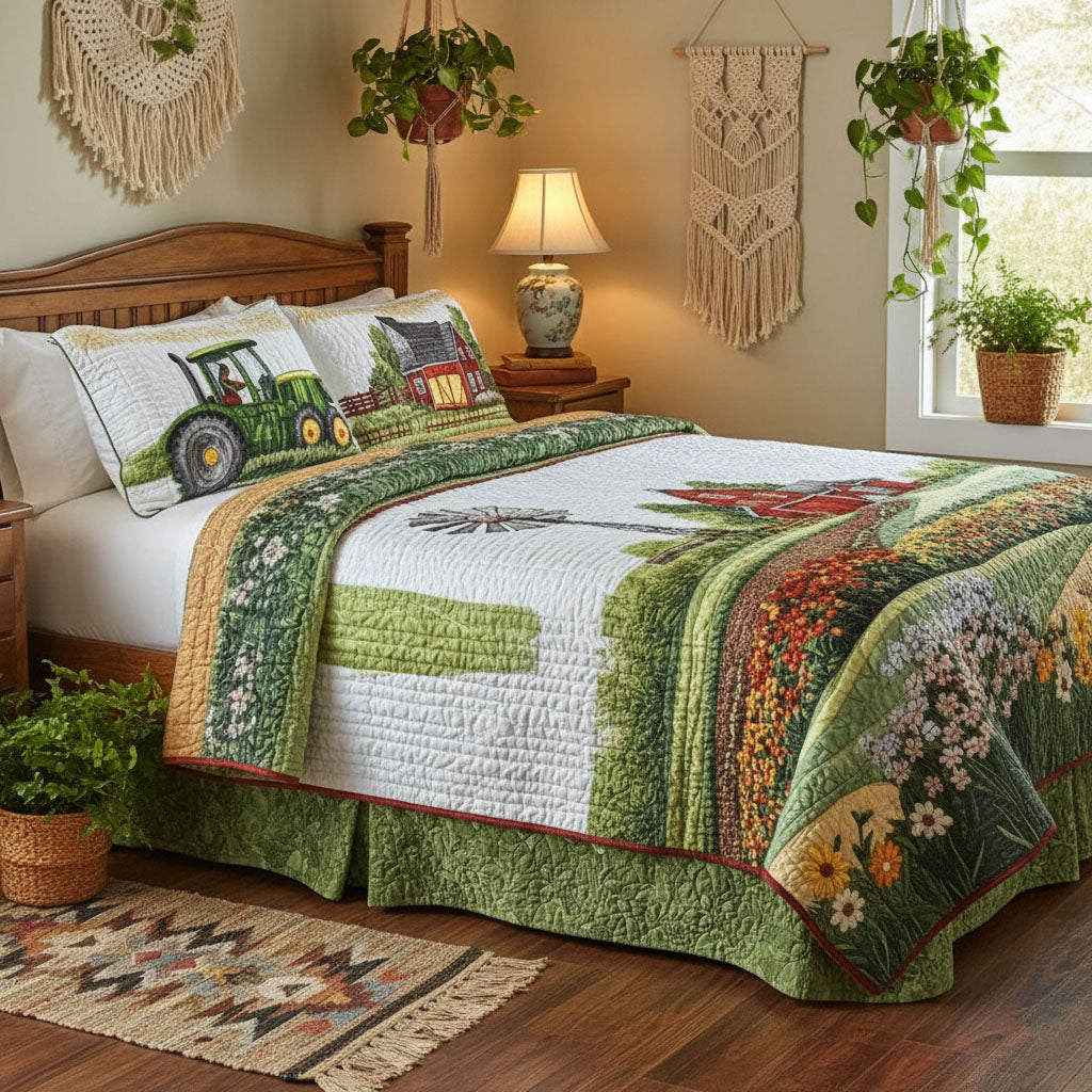 Barnyard Blossom 3-Piece Quilted Bedding Set NCU0PT5649