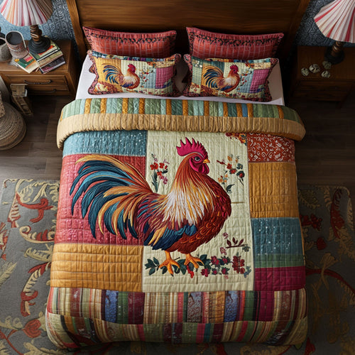 Barnyard Cluck 3-Piece Quilted Bedding Set NCU0PT7413
