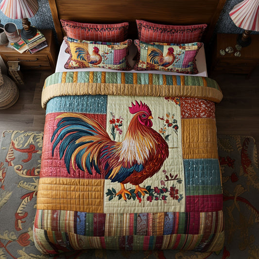 Barnyard Cluck 3-Piece Quilted Bedding Set NCU0PT7413