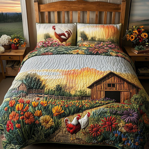 Barnyard Haven 3-Piece Quilted Bedding Set NCU0PT5573