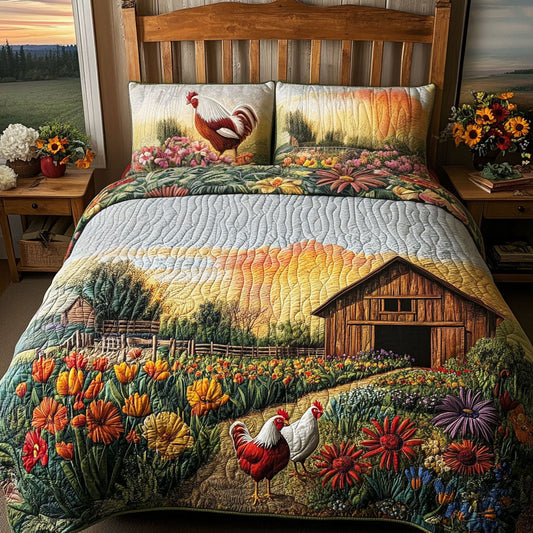 Barnyard Haven 3-Piece Quilted Bedding Set NCU0PT5573