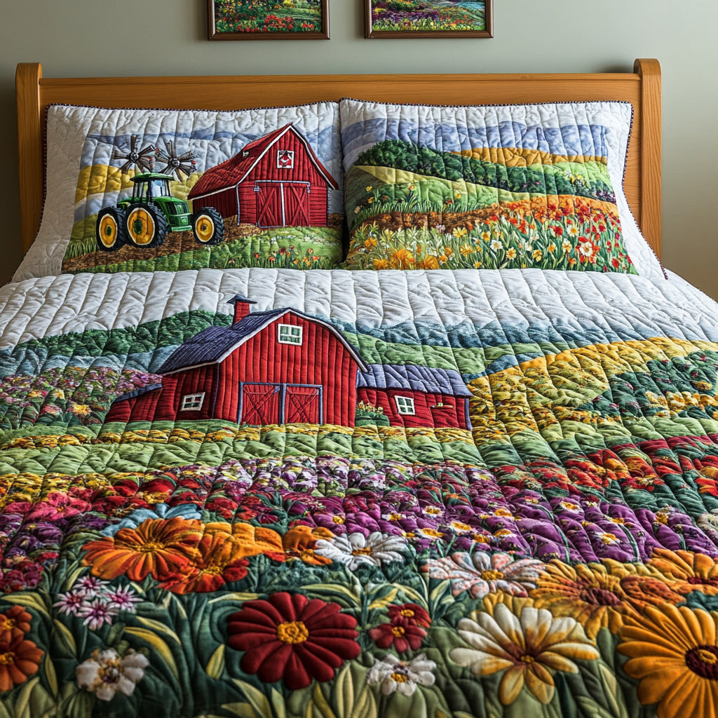 Barnyard Meadow 3-Piece Quilted Bedding Set NCU0DV9020